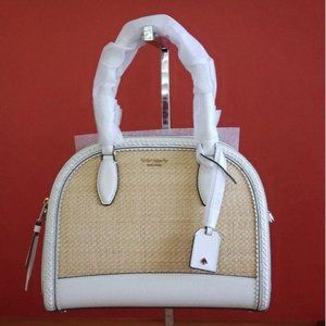 NWT Kate Spade Large Reiley Straw/Leather Satchel/Shoulder/Crossbody Handbag
